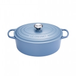 Cocotte Signature en fonte emaillee ovale 31 cm bleu Mineral