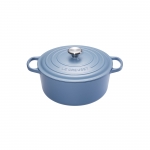 Cocotte Signature en fonte emaillee ronde 20 cm bleu Mineral