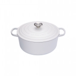 Cocotte Signature en fonte emaillee ronde 24 cm blanc Coton