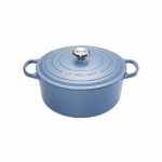 Cocotte Signature en fonte emaillee ronde 24 cm bleu Mineral