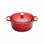 Cocotte Signature en fonte emaillee Ronde 24 cm Cerise