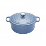 Cocotte Signature en fonte emaillee ronde 26 cm bleu Mineral