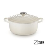 Cocotte Signature en fonte emaillee ronde 26 cm Creme