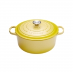 Cocotte Signature en fonte emaillee ronde 26 cm jaune Soleil