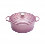 Cocotte Signature en fonte emaillee ronde 26 cm rose Mauve Pink