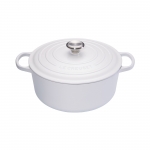 Cocotte Signature en fonte emaillee ronde 28 cm blanc Coton
