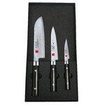 Coffret 3 Couteaux avec Couteau Santoku, Utilitaire et Office DAMAS HONOKI CERIS