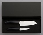 Coffret cadeau (Petit Santoku et petit couteau d'office) GEN lame blanche manche