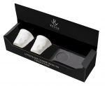 Coffret de 2 gobelets froisses 8cl blancs et leur soucoupe ardoise