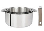Coffret de 3 casseroles 16 a 20 cm avec 1 poignee Taupe MUTINE AMOVIBLE