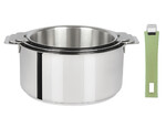 Coffret de 3 casseroles 16 a 20 cm avec 1 poignee Vert Tilleul MUTINE AMOVIBLE