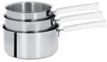 Coffret de 3 Casseroles 16 a 20 cm Poignee Blanche Inox Mutine Fixe