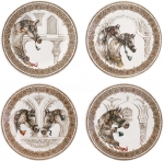 Coffret de 4 Assiettes Dessert Assorties CHEVAUX DU VENT