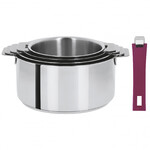 Coffret de 4 Casseroles 14 a 20 cm avec 2 Poignees Cassis MUTINE AMOVIBLE
