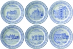 Coffret de 6 assiettes a mignardises en faience Chateaux de la Loire