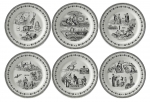 Coffret de 6 assiettes a mignardises en faience Rebus Gris