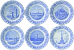 Coffret de 6 assiettes a mignardises en faience Monuments de Paris