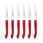 Coffret de 6 couteaux a steak Capucin manche rouge