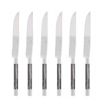 Coffret de 6 couteaux a steak CONTY NACRE GRIS CLAIR