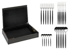 Coffret en bois noir de 24 pieces Goa en acier inoxydable brosse & manche noir