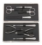 Coffret manucure en cuir 8 pieces - Noir