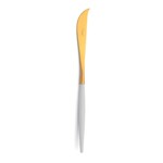 Couteau a fromage Goa en acier inoxydable brosse Gold & manche blanc