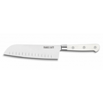 Couteau Oriental Santoku alveole Forge Pro 18 cm manche blanc rivets inox