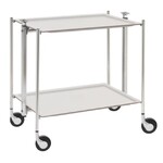 Desserte Cuisine Textable 2 plateaux, montants chromes, Acrylique&nbsp;Lin Blanc