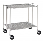 Desserte roulante et pliante 2 etages montants chromes plateaux acryliques gris
