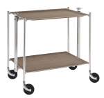 Table roulante pliante, desserte de cuisine 2 etages montants chromes plateaux a