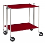 Table roulante pliante, desserte de cuisine 2 etages montants chromes plateaux a
