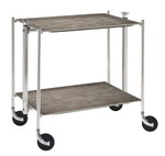 Desserte roulante et pliante 2 etages montants chromes plateaux stratifies tweed