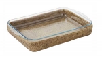 Ensemble plat lasagnes pyrex rectangle 40x27 cm couleur miel