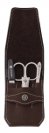Etui manucure en cuir 4 pieces - Brun