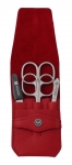 Etui manucure en cuir 4 pieces - Rouge