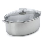 Faitout ovale 30 cm inox Mutine induction amovible avec grille & couvercle en ve