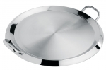 Grill Plancha rond a poignees Inox 34 cm