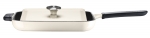 Grill et presse panini en fonte creme, 25 x 25cm