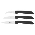 Jeu de 3 couteaux noirs (Eplucheur, Couteau a legumes et Couteau a larder et gar