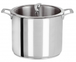 Marmite Cristel 24 cm inox Multiply avec couvercle plat en verre Casteline brill