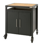 Meuble De Rangement equipe avec un plateau acacia & 4 Roues