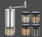 Moulin a epices inox broyeur ceramique 13 cm avec 4 pots d'epices