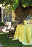 Nappe carree Le Jacquard Francais 175x175  Provence Citron vert 100% coton Enduc