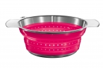 Passoire pliable  o 20 cm  en silicone / inox rose