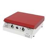 Plancha inox Iparla 56 cm 2 feux gaz couvercle rouge