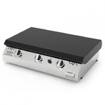 Plancha inox Iparla 80 cm 3 feux gaz couvercle noir