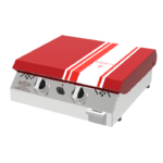 Plancha inox Ursuia 56 cm  2 feux gaz couvercle fuschia - EMAZTEA