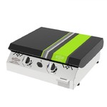 Plancha inox Ursuia 56 cm  2 feux gaz couvercle noir - MANZANA