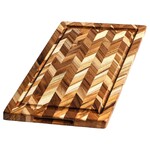 Planche a decouper HERRING en teck avec rigole epaisseur - 2,5 cm Large 46 x 36