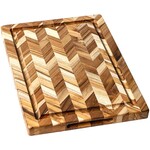 Planche a decouper HERRING en teck avec rigole epaisseur - 2,5 cm Medium 36 x 26